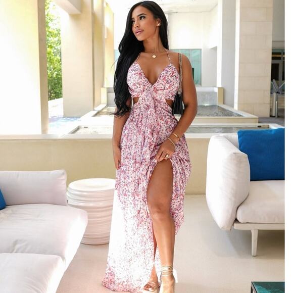 Fashion Nova Dresses & Skirts - NEW Fashion Nova Shantel Chiffon Floral Maxi Dress Size Small